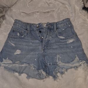 Cotton On Light Blue Distressed Jean Shorts